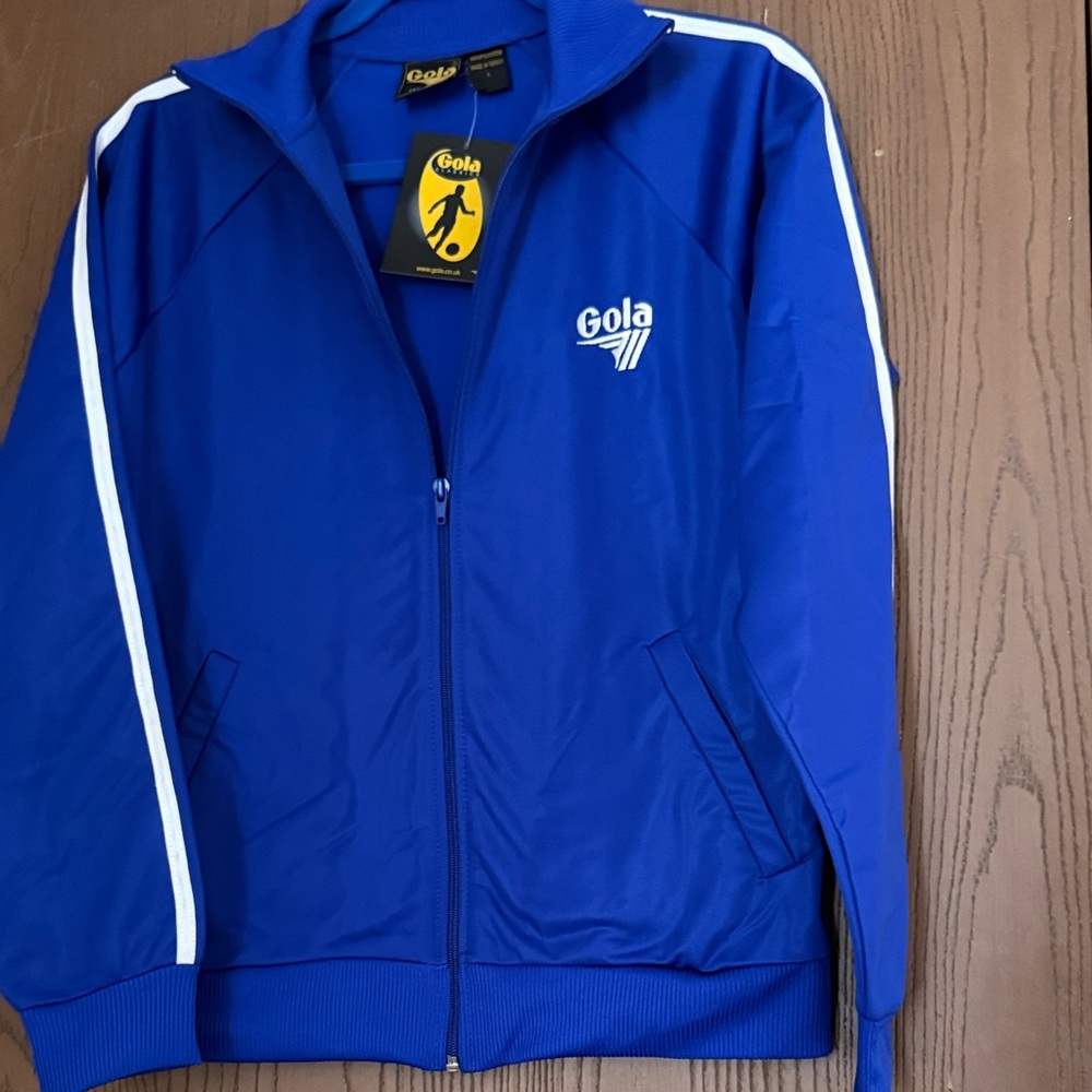 Gola Royal Blue Track Jacket with White Stripes (Unisex)